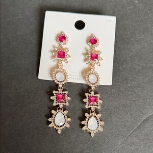 Chic Gold and Pink Drop Earrings